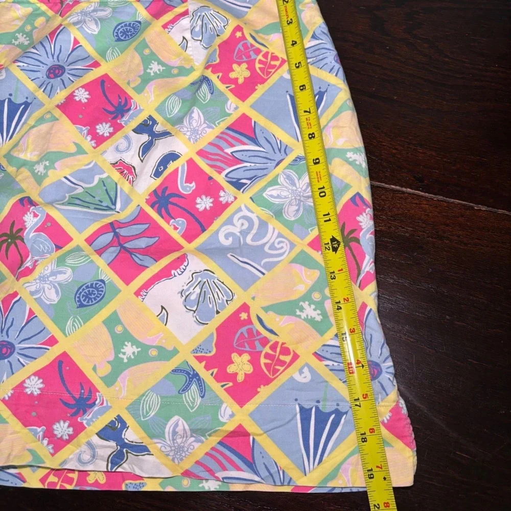 Y2K VTG Tropical Patchwork Skort Multi Color Cotton Tropical Vacation Resort